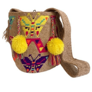 Mochila Wayuú Tradicional Matizada Diseño Mariposa