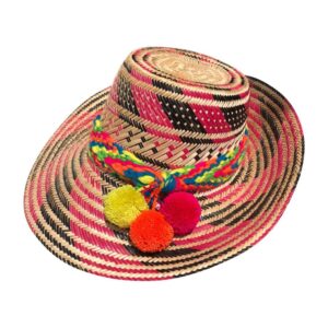 Sombrero Wayuú Con Cintillo Y Borlas