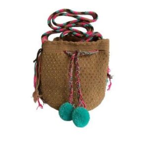 Mochila Wayuú Mediana Tradicional Recamada En Pedrería