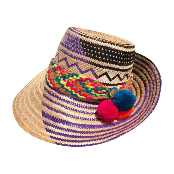 Sombrero Wayuú Con Cintillo Y Borlas