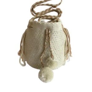 Mochila Wayuú Mediana Tradicional Recamada En Pedrería