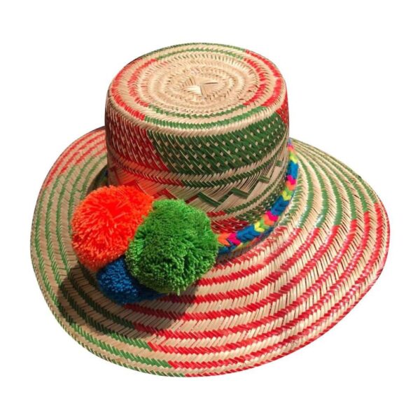 Sombrero Wayuú Con Cintillo Y Borlas