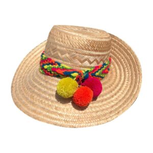 Sombrero Wayuú Con Cintillo Y Borlas