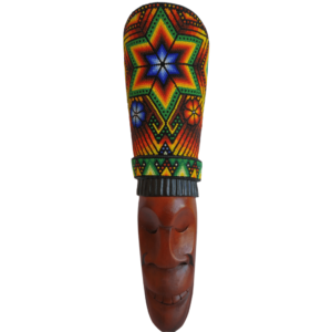 Máscara Ancestral Diseño Cacique Grande Enchapada En Mostacilla Multicolor