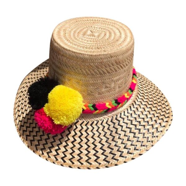 Sombrero Wayuú Con Cintillo Y Borlas