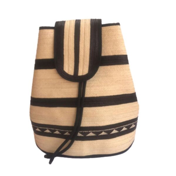 Morral En Caña Flecha Mediano Color Natural Y Negro