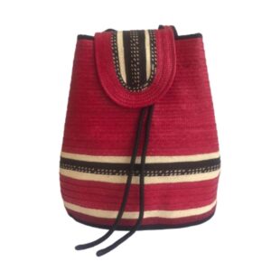 Morral Mediano Elaborado En Caña Flecha Color Rojo, Negro Y Natual