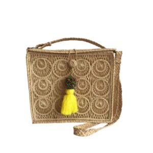 Bolso Grande Elaborado En Fibra Natural Y Campanero