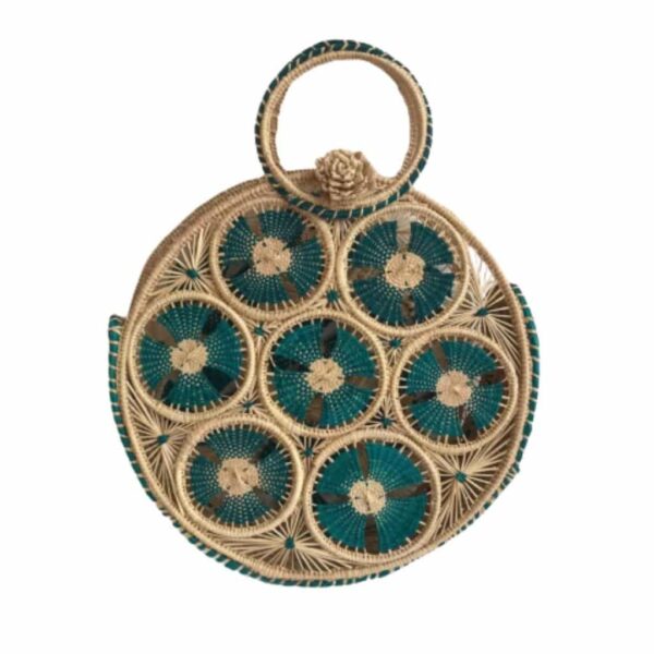 Bolso Redondo Grande Elaborado En Fibra De Palma De Iraca.