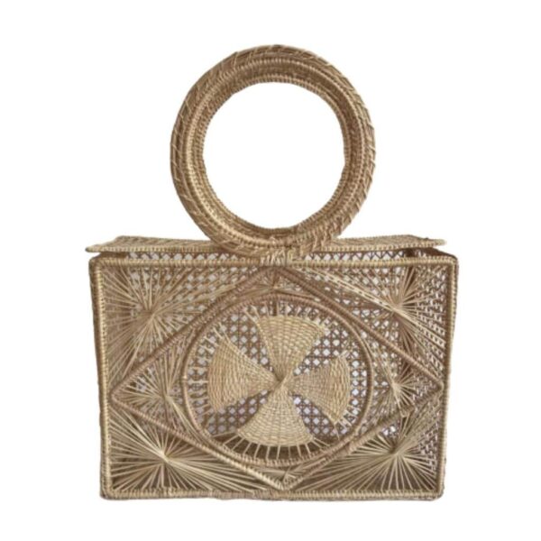 Bolso Canasto Diseño Cruz Elaborado En Fibra De Palma De Iraca