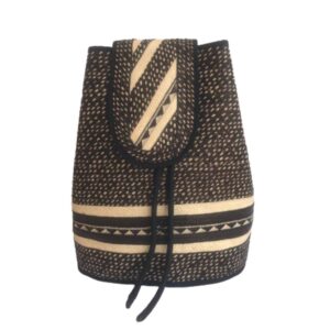Morral Tejido En Caña Flecha Granito De Arroz Color Negro Y Natural
