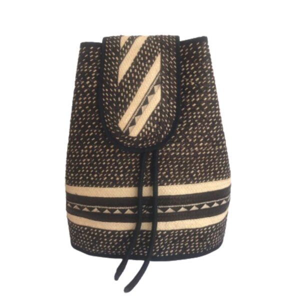 Morral Tejido En Caña Flecha Granito De Arroz Color Negro Y Natural