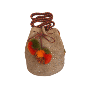 Mochila Wayuú Mediana Tradicional Recamada En Pedreria