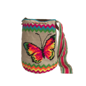 Mochila Wayuú Tejido Fino Con Diseño Mariposa