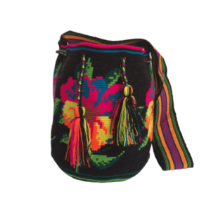 Mochila Wayuú Tejido Fino Con Diseño Flor De Cayena