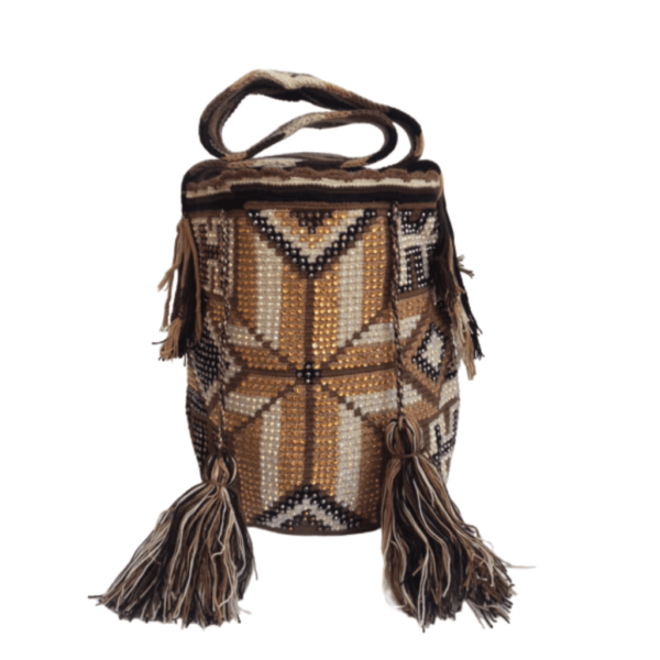 Mochila Wayuú Mediana Tradicional Recamada En Pedreria