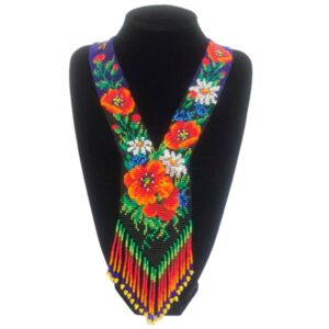 Collar Tipo Corbata Diseño Flores Grande
