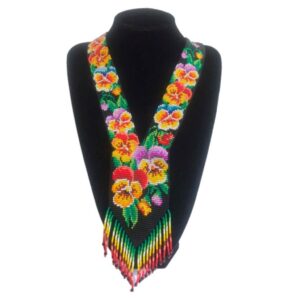 Collar Tipo Corbata Grande Diseño Flores