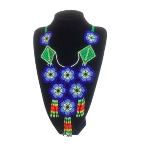 Collar Tejido En Mostacilla Diseño Flores Mediana