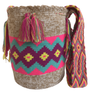 Mochila Wayuú Tradicional Matizada Con Diseño En Rombos