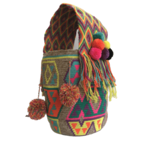 Mochila Wayuú Grande Tradicional Matizada Gaza Ancha Tejida En Macrame