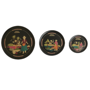 Set De Platos Decorativos Enchapados Con La Técnica Del Tamo (Pasto)