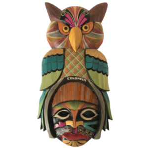 Mascara Tallada En Madera Diseño Buho Decorada Con La Técnica Del Tamo