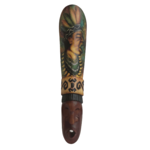 Máscara Ancestral Tallada En Madera Diseño Chamánico Pintada A Mano