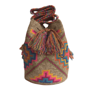 Mochila Wayuú Tradicional Fondo Matizada