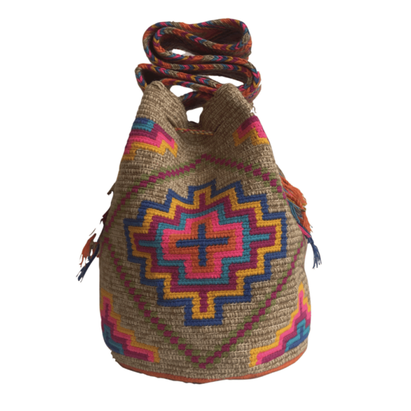 Mochila Wayuú Tradicional Fondo Matizada