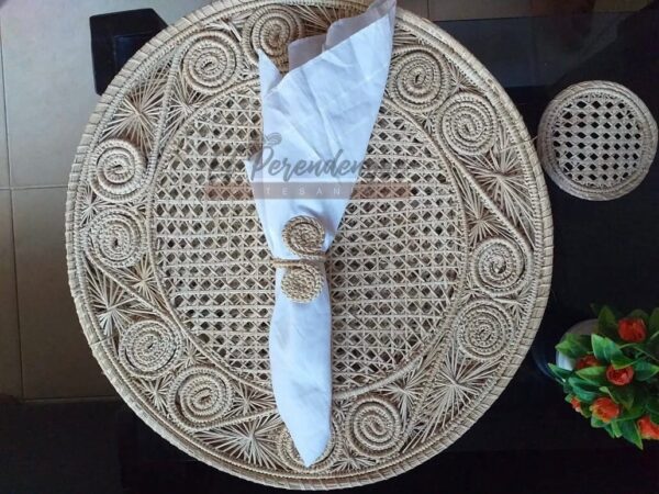 Tradicional Set Individuales De Mesa 6 Puestos Incluyen Portavasos Y Servilleteros