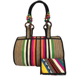 Set Bolso Y Billetera En Caña Flecha Mediano Multicolor