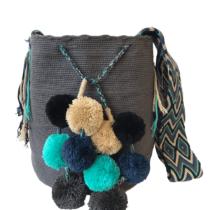 Mochila Wayuú Tradicional Unicolor Gris