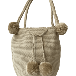 Mochila Wayuú Tradicional Color Beige Gasa Trenzada
