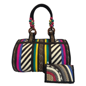 Set Bolso Y Billetera En Caña Flecha Mediano Multicolor