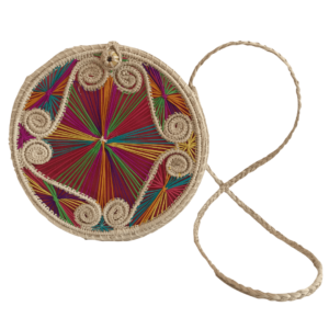 Manos Libres En Fibra De Iraca Mediano Redondo Diseño Caracol De Colores