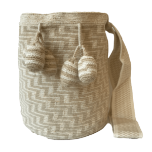 Mochila Wayuú Tejido Fino Color Beige - Blanco Hueso