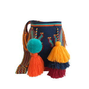 Mochila Wayuú Tradicional Diseño Cactus Gasa Tejida En Macramé