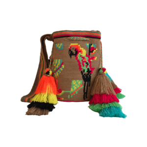 Mochila Wayuu Tradicional Gasa Tejida Diseño Guacamayas