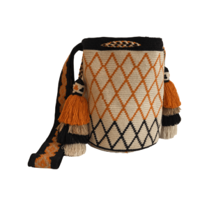 Mochila Wayuu Tradicional Gasa Tejida En Una Hebra Diseño Rombos