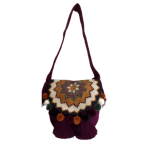 Mochila Wayuu Recamada En Pedrería Con Tapa