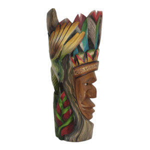 Máscara Ancestral Diseño Gestos Cacique Y Colibri