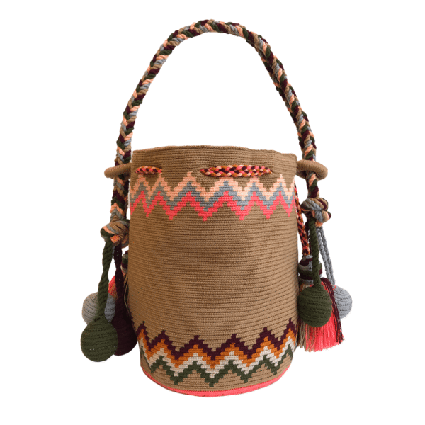 Mochila Wayuu Tipo Bolso Gasa Trenzada Diseño Etnico