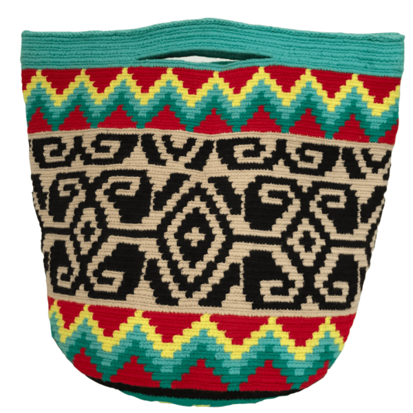 Mochila Wayuu Tipo Cartera Diseño Etnico - Imagen 2