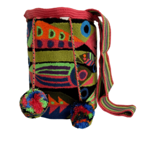 Mochila Wayuu Tapizada Grande Gasa Paleteada Diseño Pez