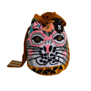 Mochila Wayuu Tapizada Mediana Diseño Gato