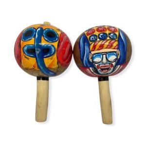 Maracas De Totumo Diseño Marimonda Y Congo Carnaval De Barranquilla Recubierta En Resina