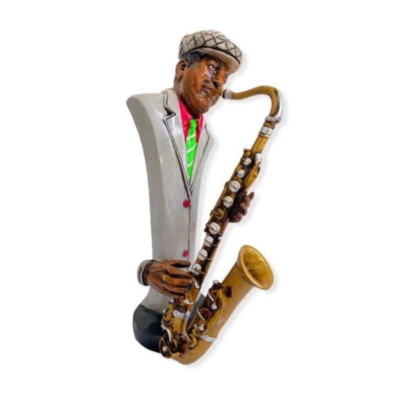 Busto Musico Saxofonista De Jazz En Resina
