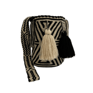 Mochila Wayuu Mediana Tradicional Diseño Étnico Gasa En Macramé
