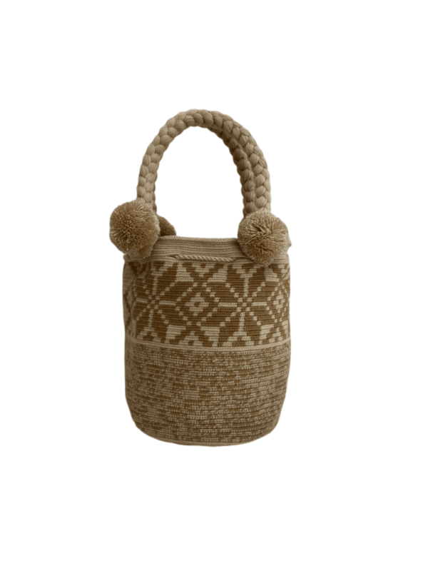 Mochila Wayuu Mediana Tipo Bolso Diseño Étnico - Imagen 2